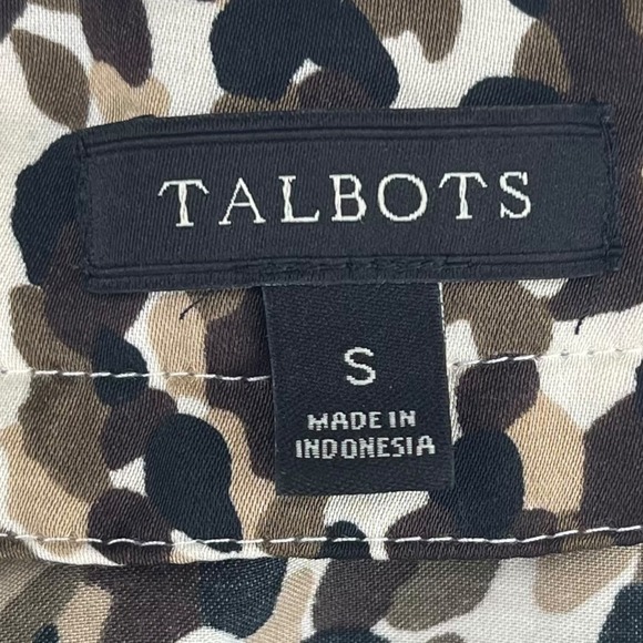 Talbots Women's Sleeveless Blouse Top Animal Print Brown Black White Size Small - Picture 3 of 7